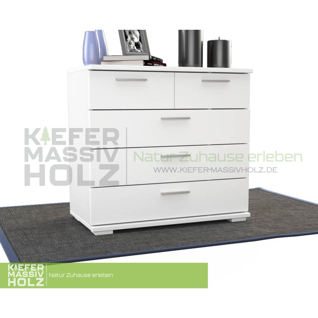 Nobis Kommode Sideboard | Anrichte | 5-Schubladen | 100% Bio Kiefer Massivholz