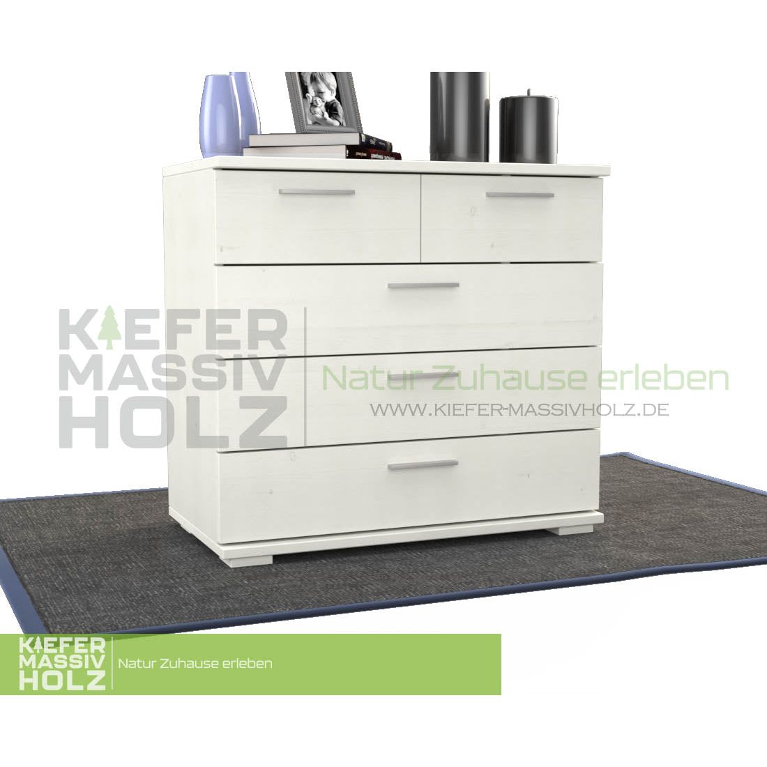 Nobis Kommode Sideboard | Anrichte | 5-Schubladen | 100% Bio Kiefer Massivholz
