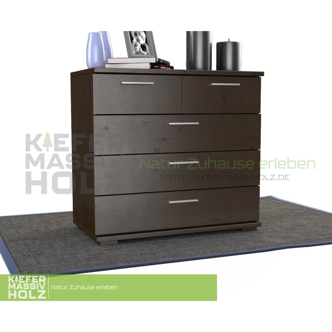 Nobis Kommode Sideboard | Anrichte | 5-Schubladen | 100% Bio Kiefer Massivholz