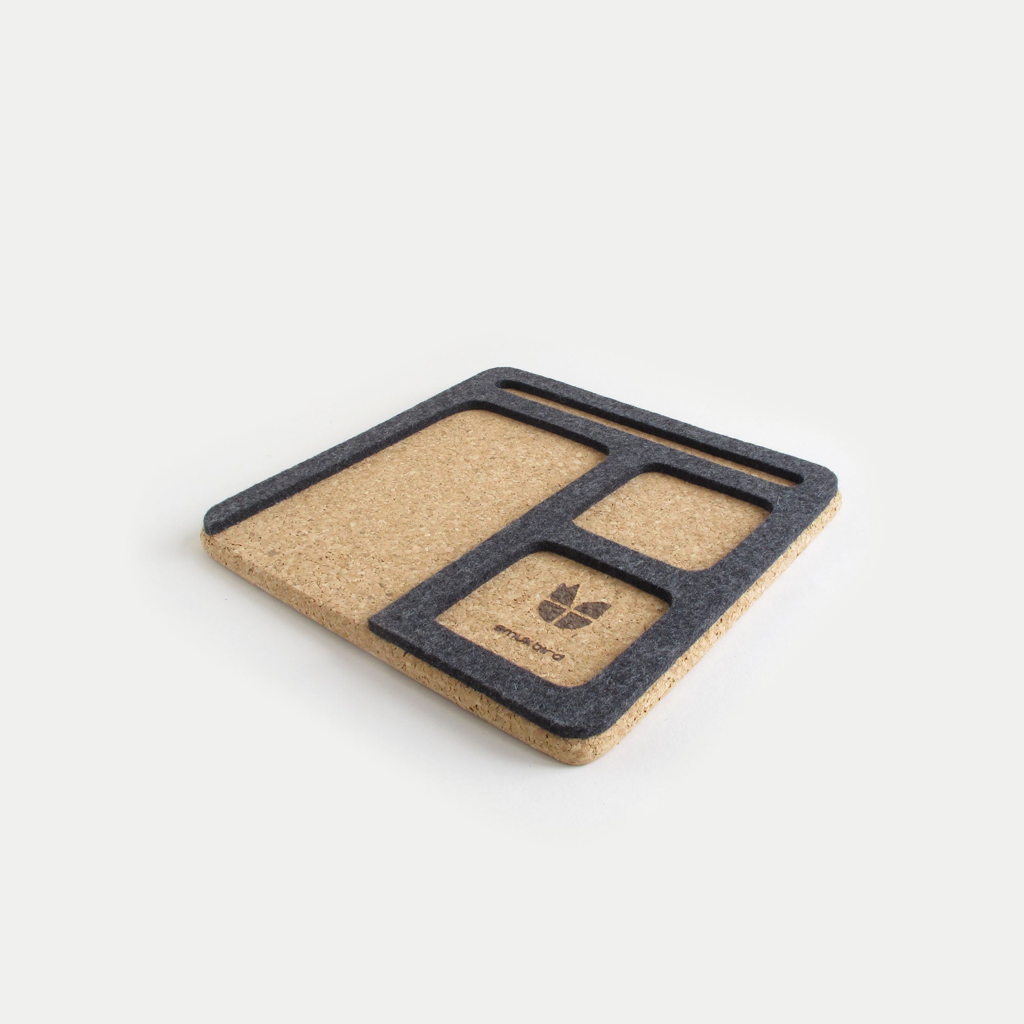 Organizer für Handy, Notizblock, Stift, Schlüssel & Co. | aus Filz und Kork | anthrazit