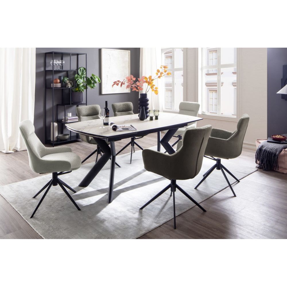 Pelion 4-Fuß Stuhl Im Vintagestil 2er Set Mit 360 Grad Drehung Nivellierung Schwingfunktion Sitz Aus Feinflor Polyester