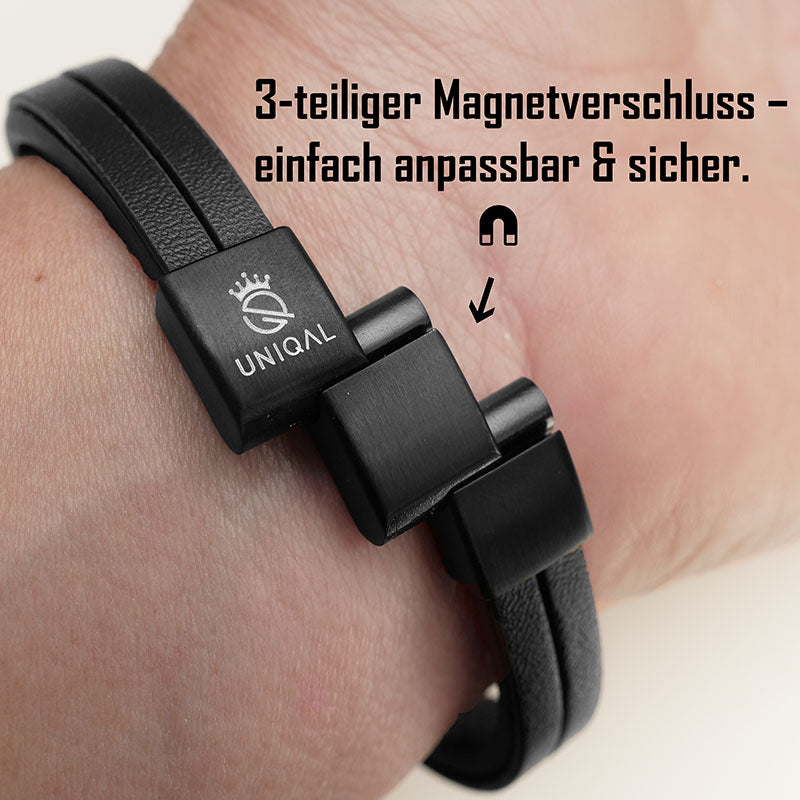 Infinity Black Lederarmband Echtes Rindsleder Unisex Mit Edelstahl Besatz Gravur Möglich Gratis Etui 19 21 23 cm