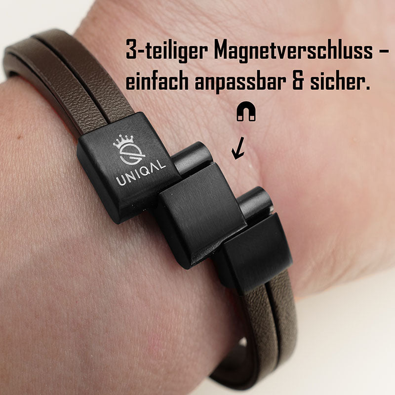 Infinity Brown Lederarmband Unisex Gravierbar Echtes Leder Edelstahl Besatz Gratis Luxus Etui Größen 19 21 23 cm
