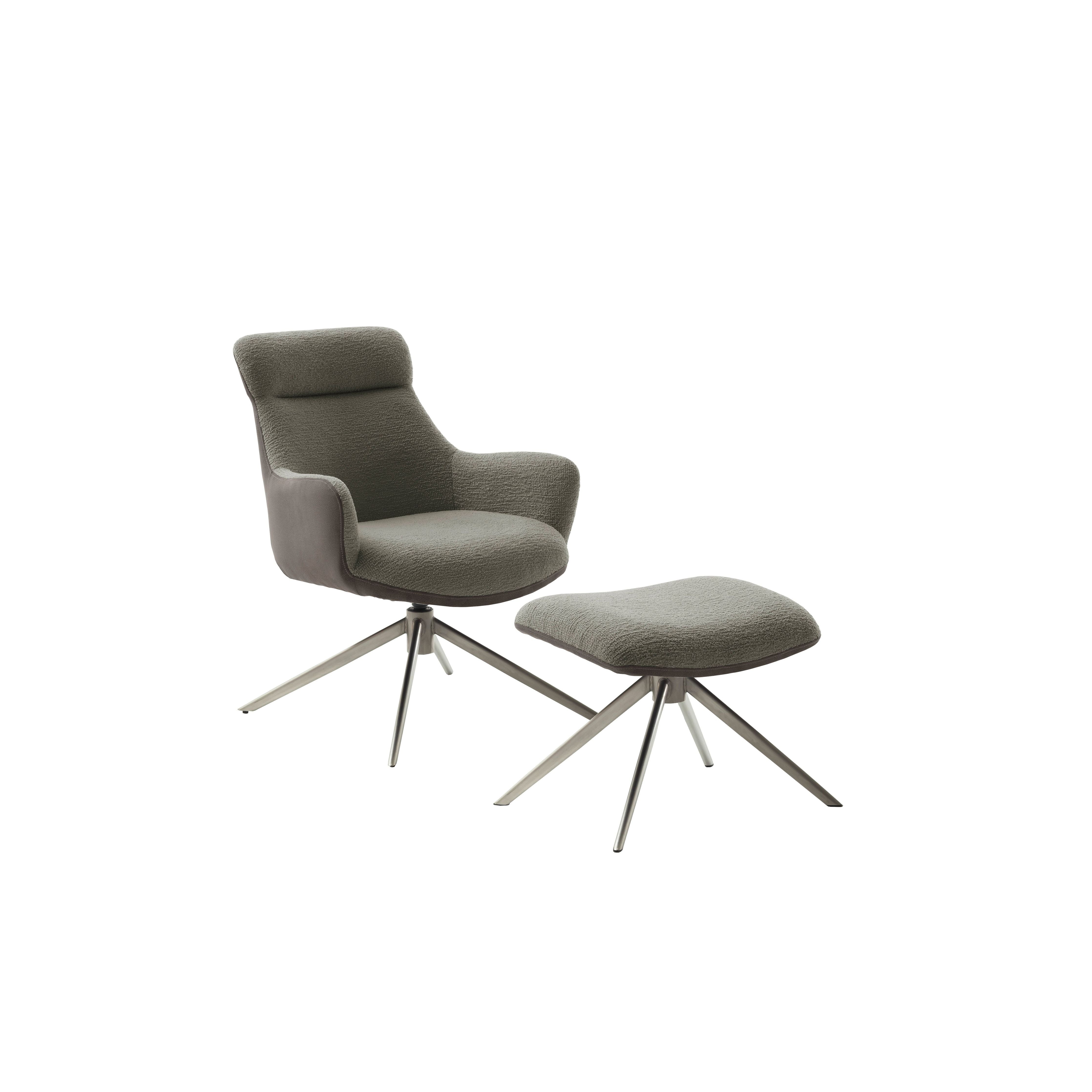 Pelion Loungesessel Mit Hocker Vintagelook Bezug Feinflor Polyester 360 Grad Drehbar Bis 120 Kg Gestell Schwarz Matt