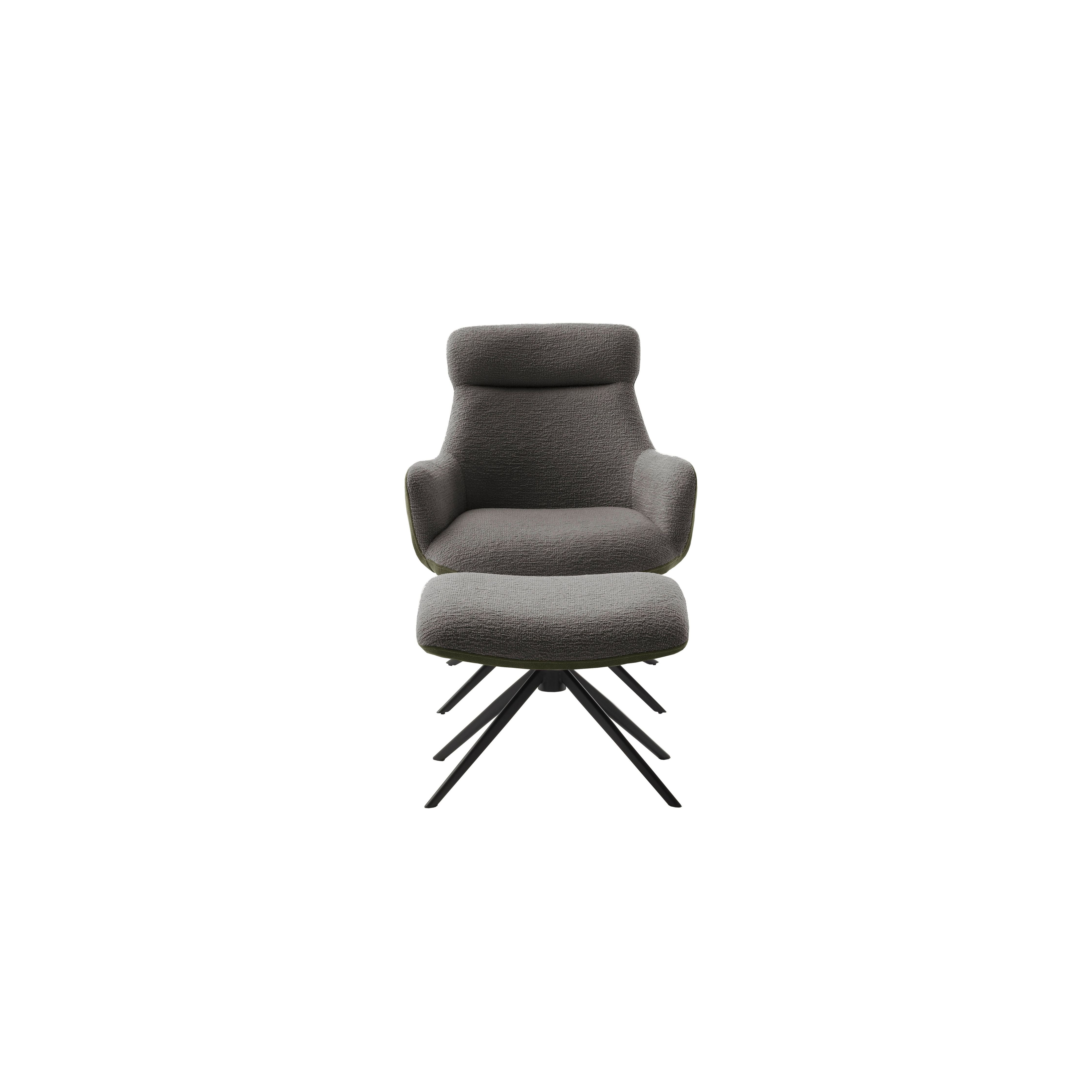 Pelion Loungesessel Mit Hocker Vintagelook Bezug Feinflor Polyester 360 Grad Drehbar Bis 120 Kg Gestell Schwarz Matt