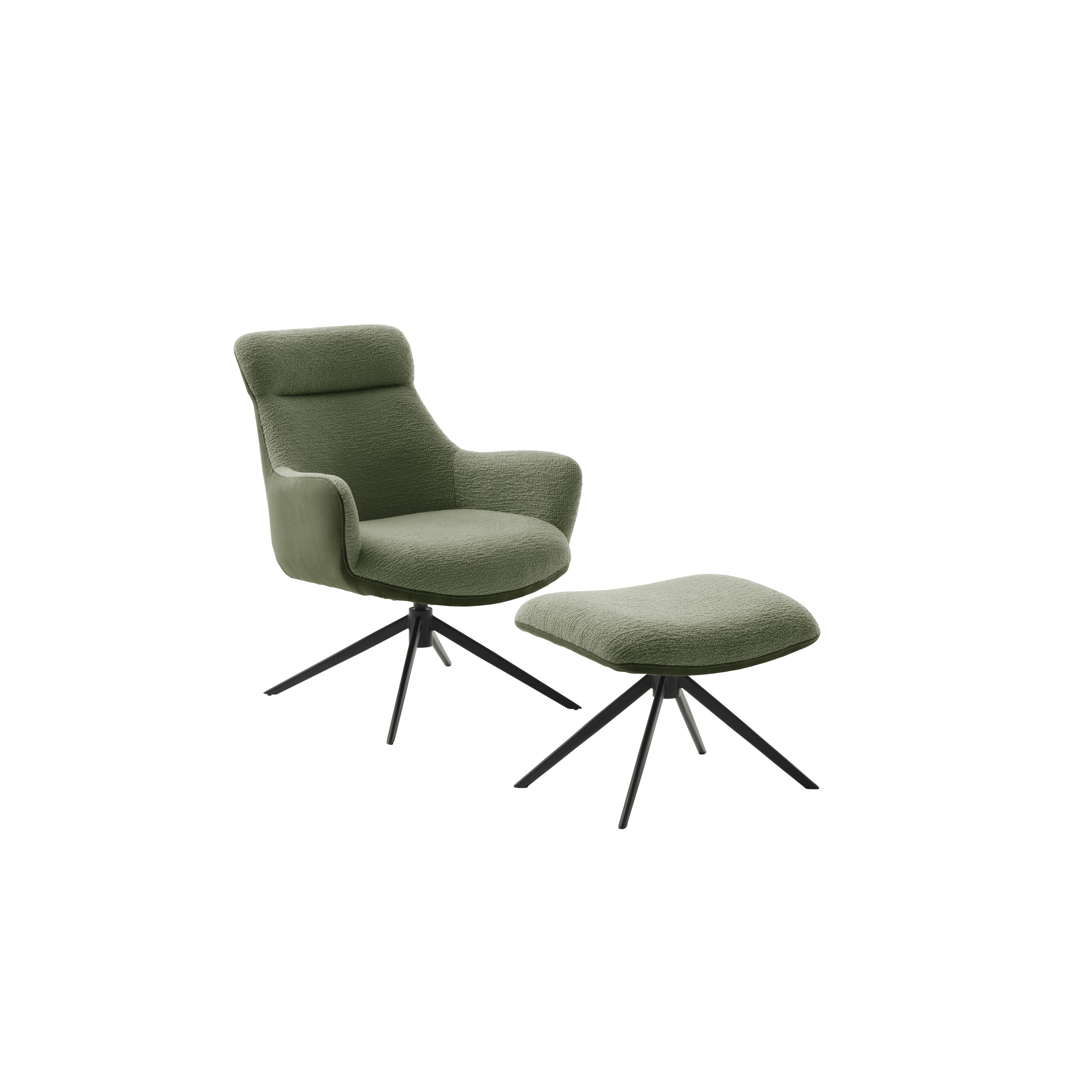 Pelion Loungesessel Mit Hocker Vintagelook Bezug Feinflor Polyester 360 Grad Drehbar Bis 120 Kg Gestell Schwarz Matt