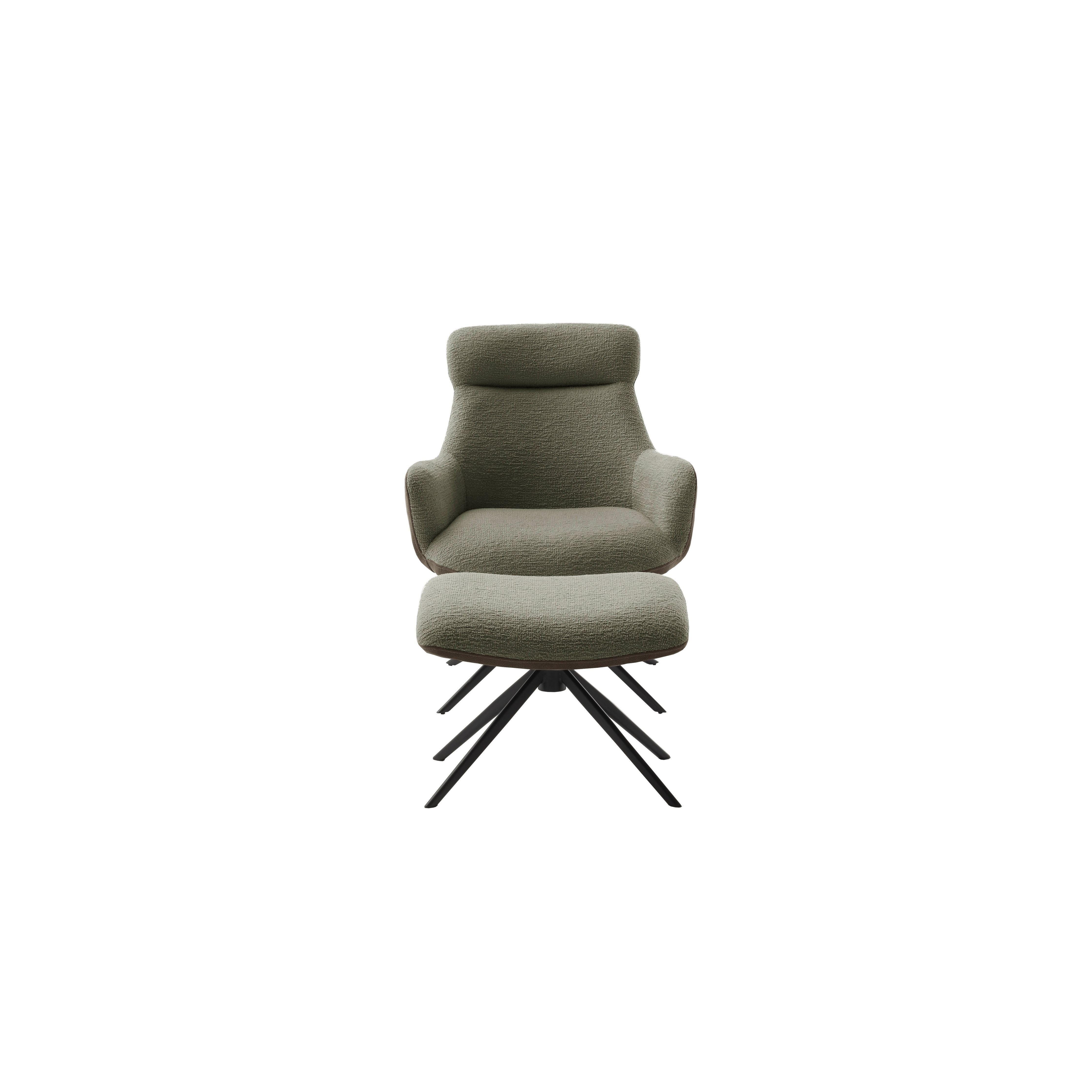 Pelion Loungesessel Mit Hocker Vintagelook Bezug Feinflor Polyester 360 Grad Drehbar Bis 120 Kg Gestell Schwarz Matt