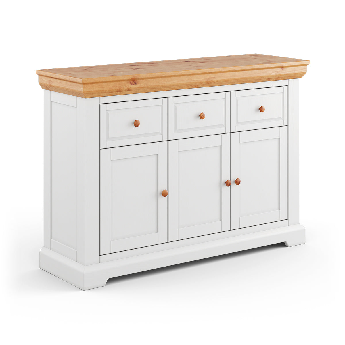 Milano Elite Massivholz Kiefer Kommode 3.3 | Farbe Weiß/Kiefer