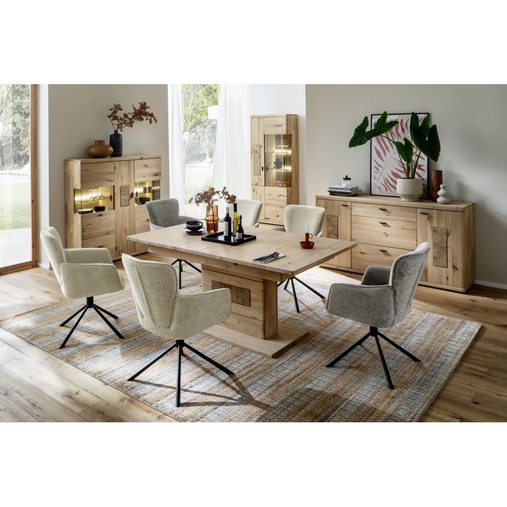 AMBER 4 Fuß Stuhl Mit Armlehnen Zweier Set Strukturgewebe Polyester Drehbar 360 Grad Nivellierung Belastbar Bis 120 Kg