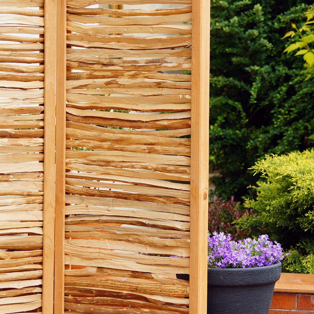 Haselnuss-Paravent 3teilig - Blickschutz aus Haselnuss