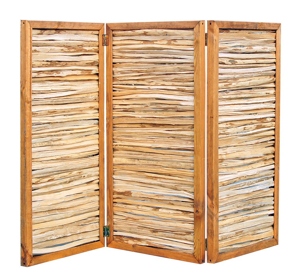 Haselnuss-Paravent 3teilig - Blickschutz aus Haselnuss
