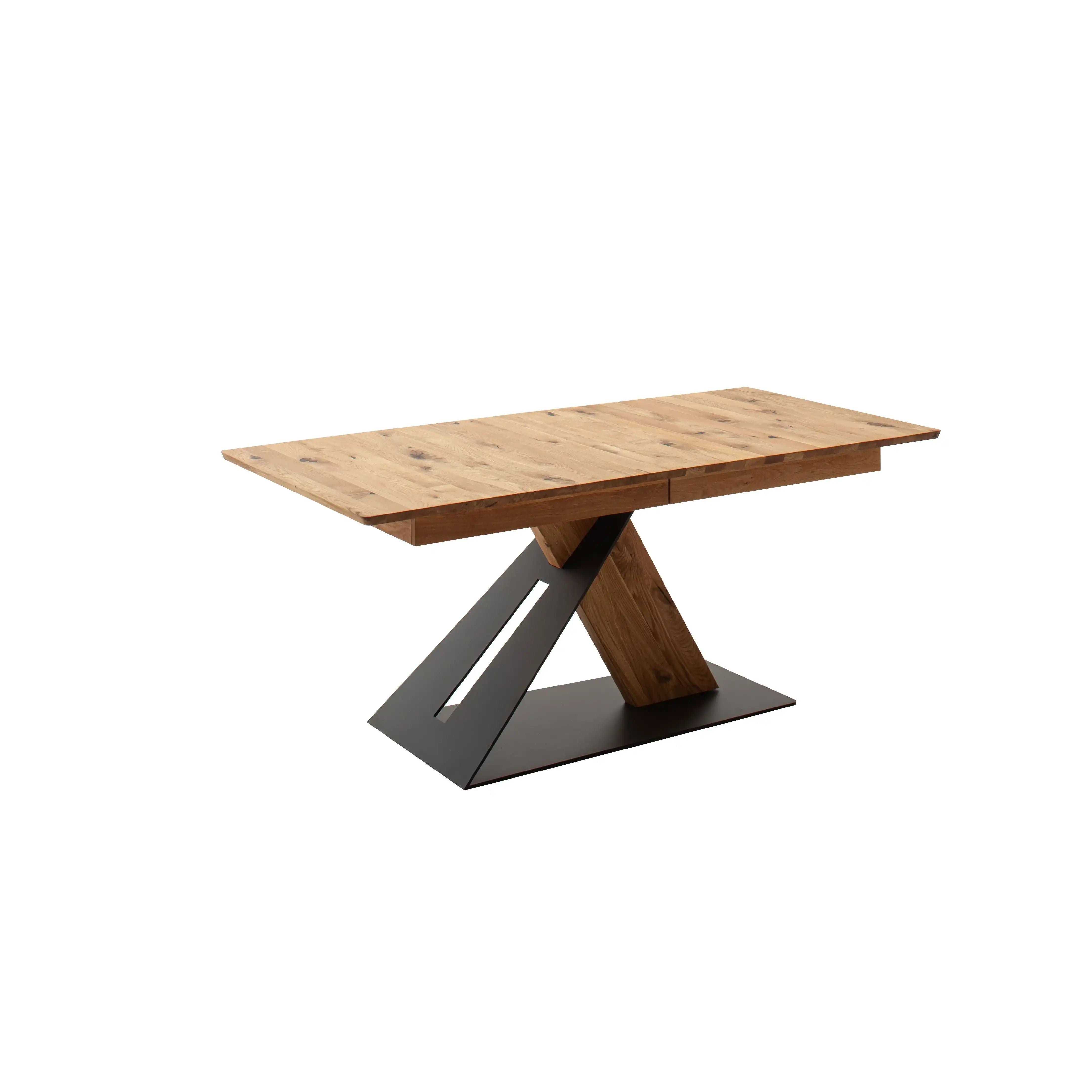 PARRITA Auszugstisch Balkeneiche Massiv Wildeiche Geölt Mit Metallsäule Rustikal