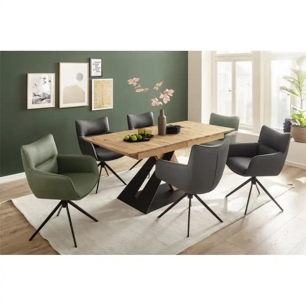 PARRITA Auszugstisch Balkeneiche Massiv Wildeiche Geölt Mit Metallsäule Rustikal