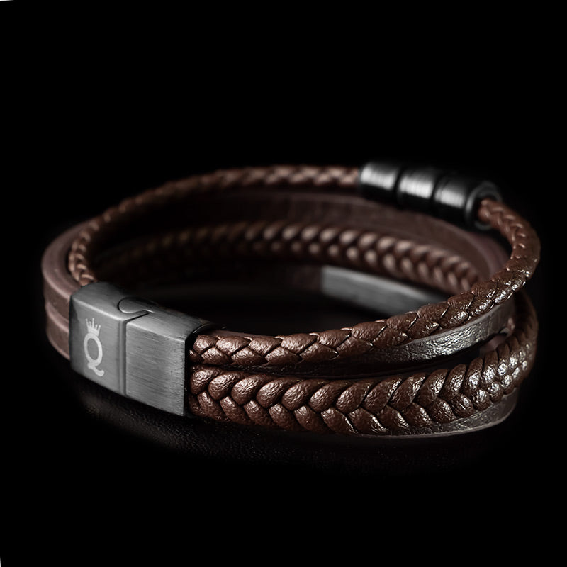 Braunes Lederarmband Echtes Rindleder Mit Edelstahl Besatz Unisex Gravierbar Größen 19 21 23 Cm Kostenloses Luxus Etui