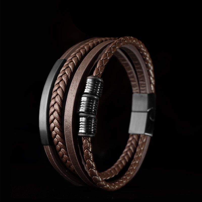 Braunes Lederarmband Echtes Rindleder Mit Edelstahl Besatz Unisex Gravierbar Größen 19 21 23 Cm Kostenloses Luxus Etui