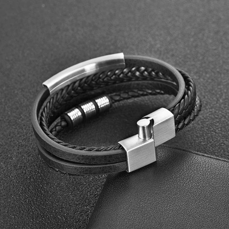 Silver Shape Echtes Rindsleder Lederarmband Unisex Gravierbar Silber 19 21 23 cm Mit Gratis Luxus Etui