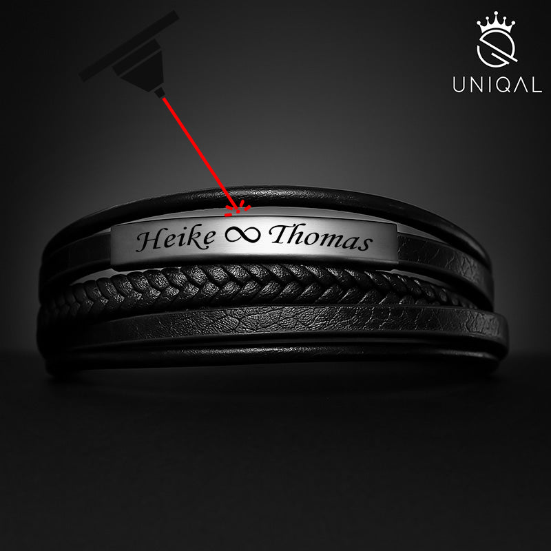 Silver Plate Rindsleder Armband Unisex Gravierbar Mit Gratis Luxus Etui In Schwarz Und Silber Verfügbar 19 21 Und 23 Cm