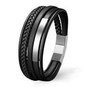 Silver Plate Rindsleder Armband Unisex Gravierbar Mit Gratis Luxus Etui In Schwarz Und Silber Verfügbar 19 21 Und 23 Cm