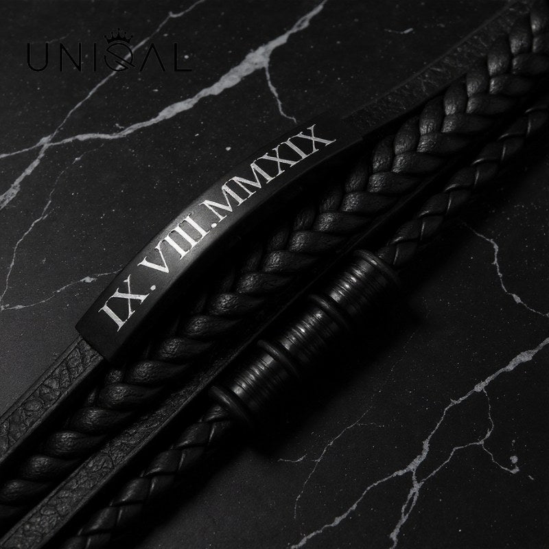 Schwarzes Echtes Rindsleder Armband Mit Edelstahl Besatz Unisex Gravierbar Größen 19 21 23 Cm Inklusive Luxus Etui