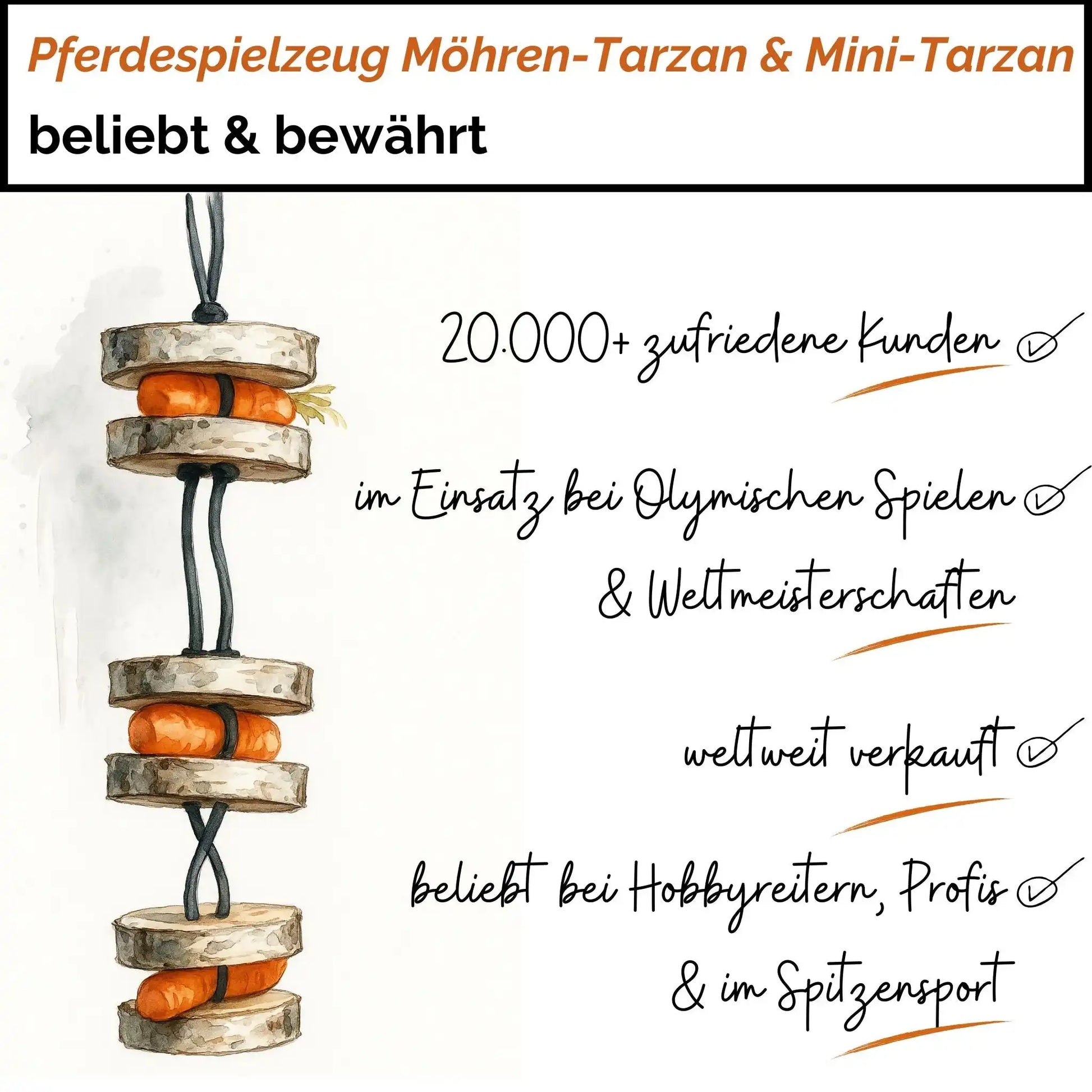 Pferdespielzeug Mini Tarzan Pferdebeschäftigung Aus Birkenholz Gegen Langeweile Wiederbefüllbar Mit Karotten Leckerlis by s`Queed