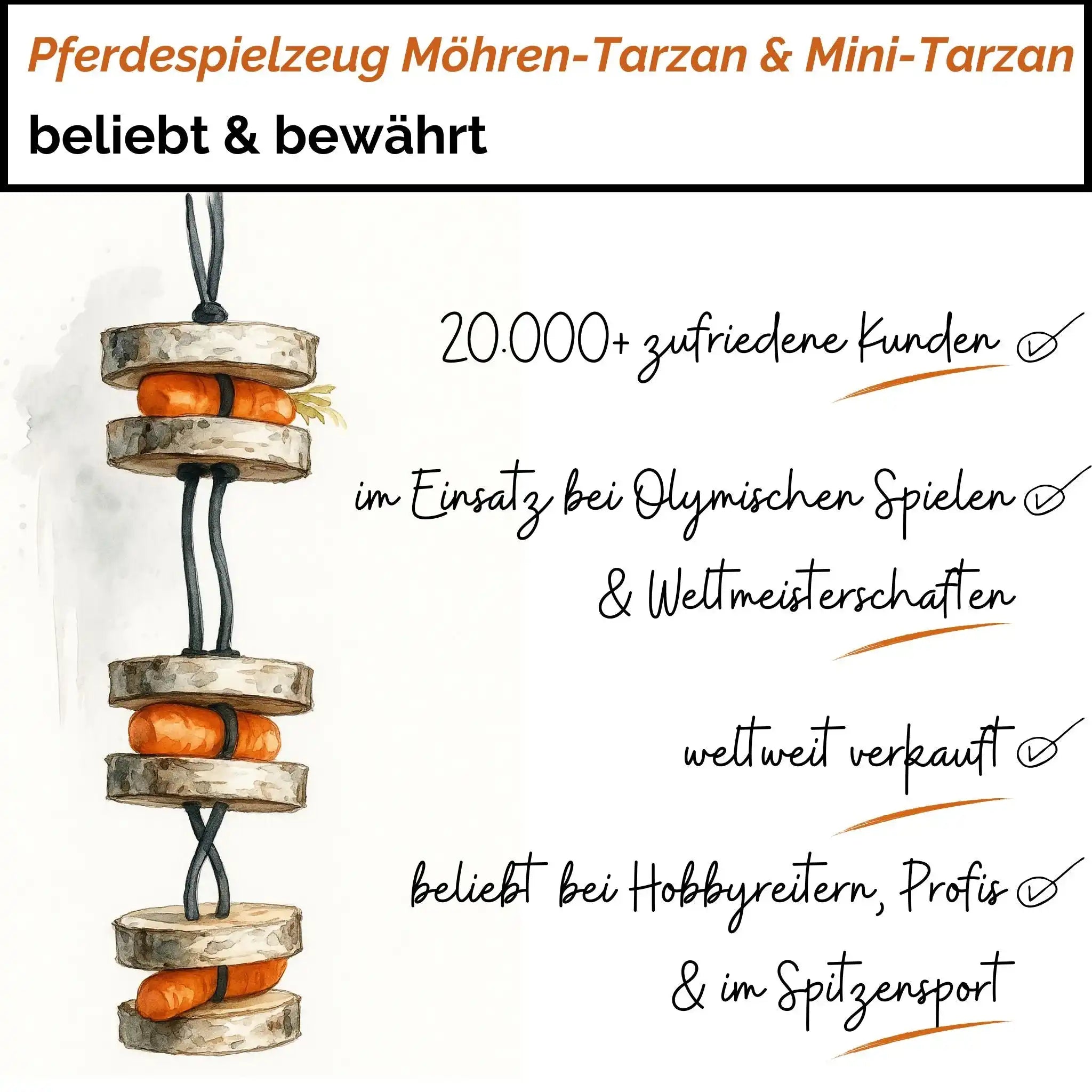 Pferdespielzeug Mini Tarzan Pferdebeschäftigung Aus Birkenholz Gegen Langeweile Wiederbefüllbar Mit Karotten Leckerlis by s`Queed