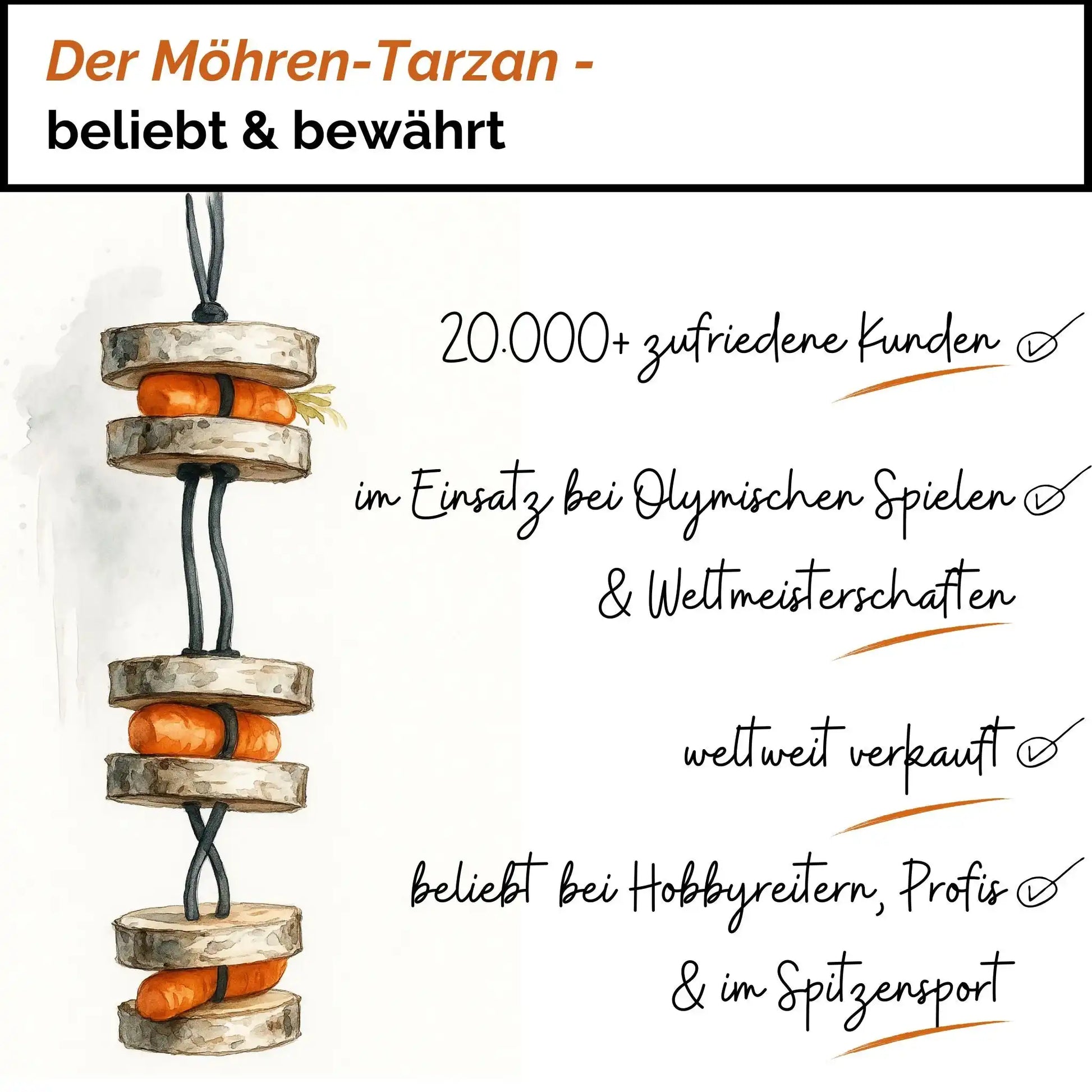 Pferdespielzeug Möhren Tarzan Birkenholz Wiederbefüllbar Natürliche Knabberspaß Pferdebeschäftigung by s`Queed