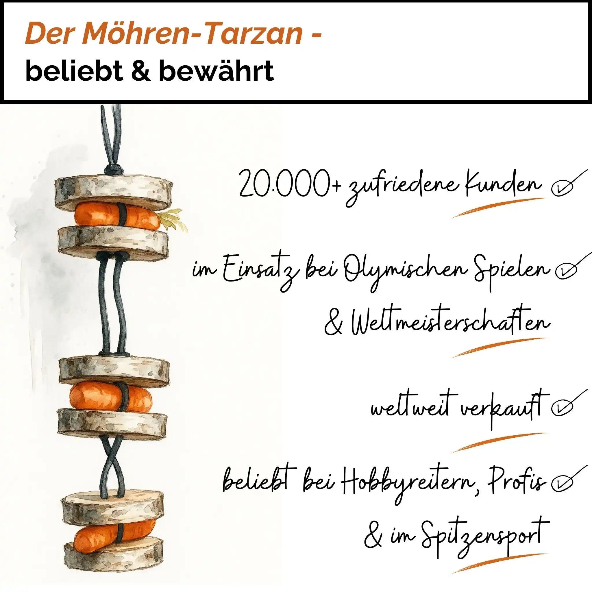 Pferdespielzeug Möhren Tarzan Birkenholz Wiederbefüllbar Natürliche Knabberspaß Pferdebeschäftigung by s`Queed