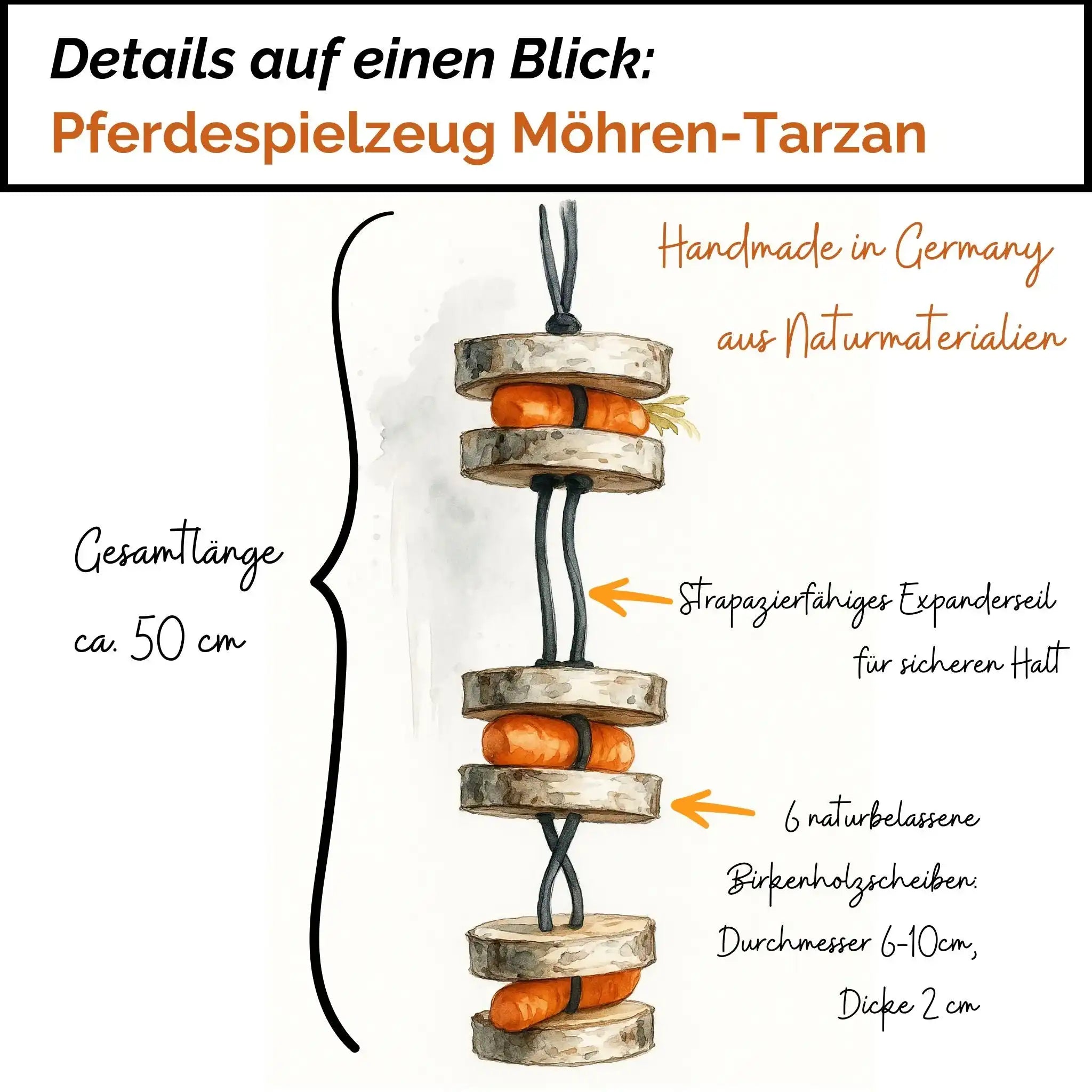 Pferdespielzeug Möhren Tarzan Birkenholz Wiederbefüllbar Natürliche Knabberspaß Pferdebeschäftigung by s`Queed