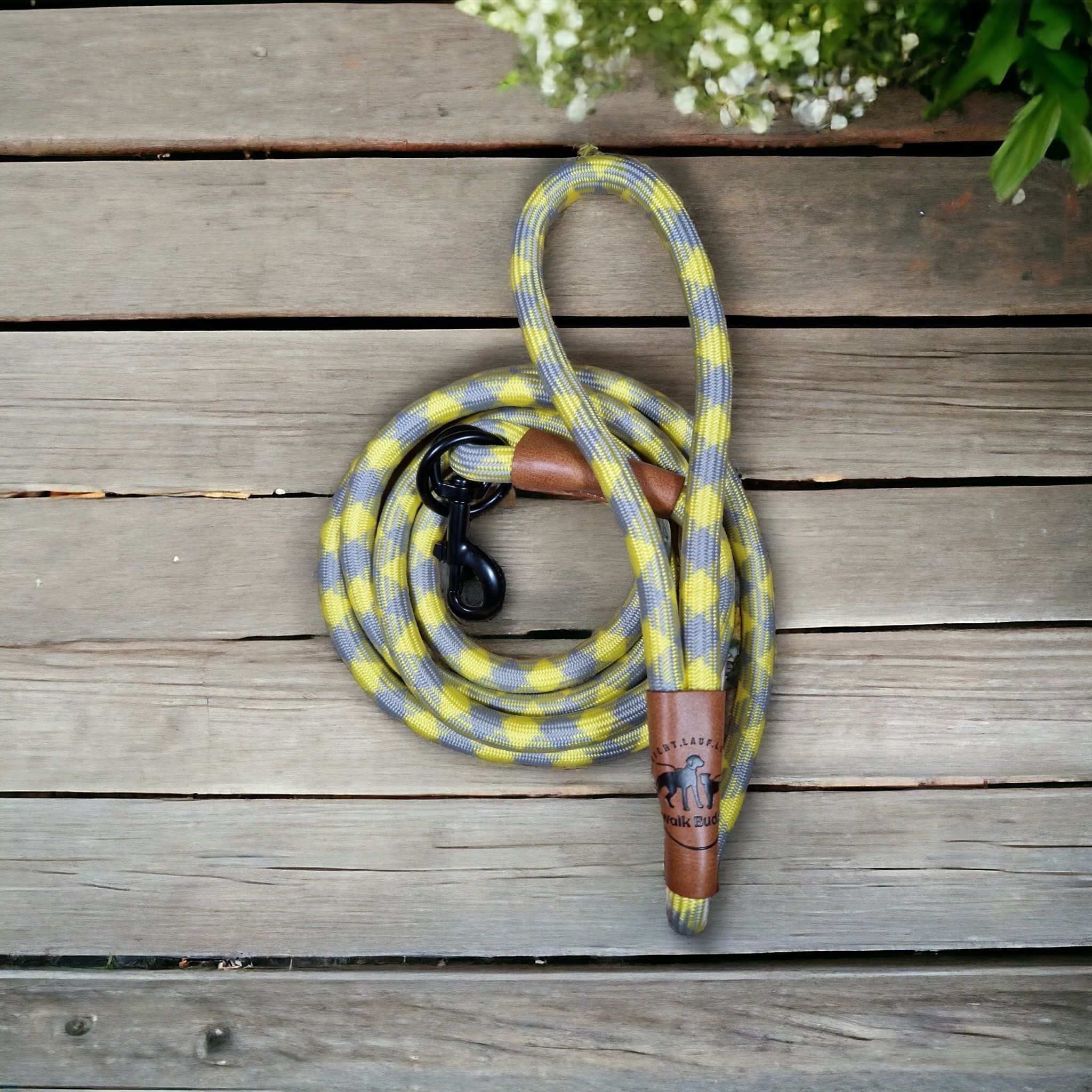 Hundeleine grau gelb Angebot mit gratis Tauseil zum spielen und zerren by Benny Burton