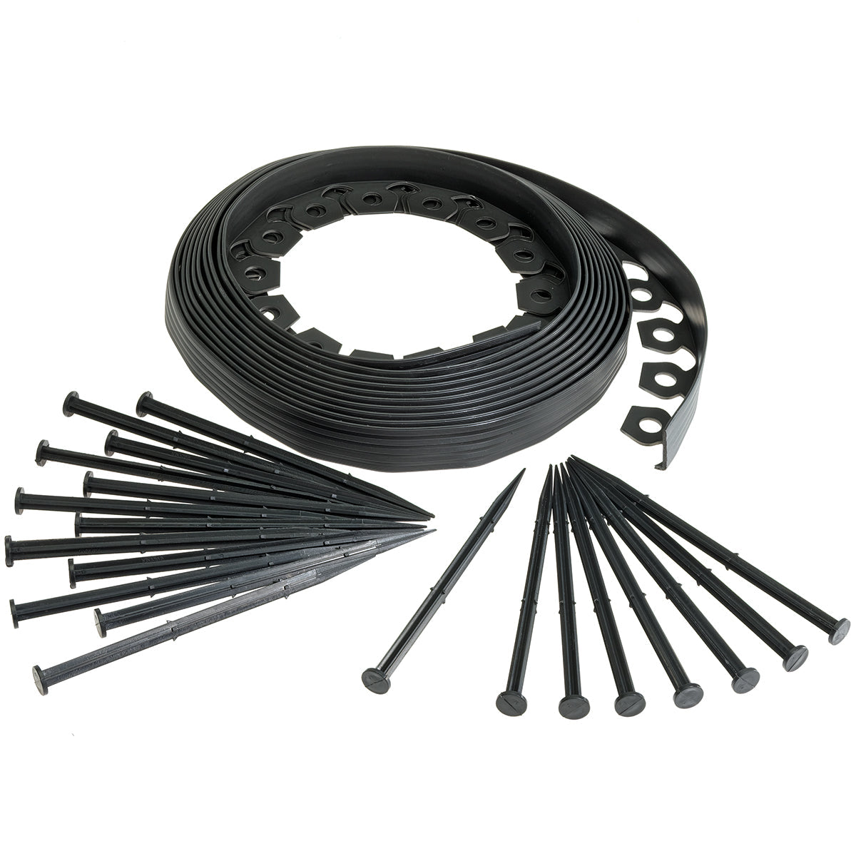 Rasenkante, flexibel 10 m x 40 mm mit 20 Befestigungstiften – Beeteinfassung leicht gemacht