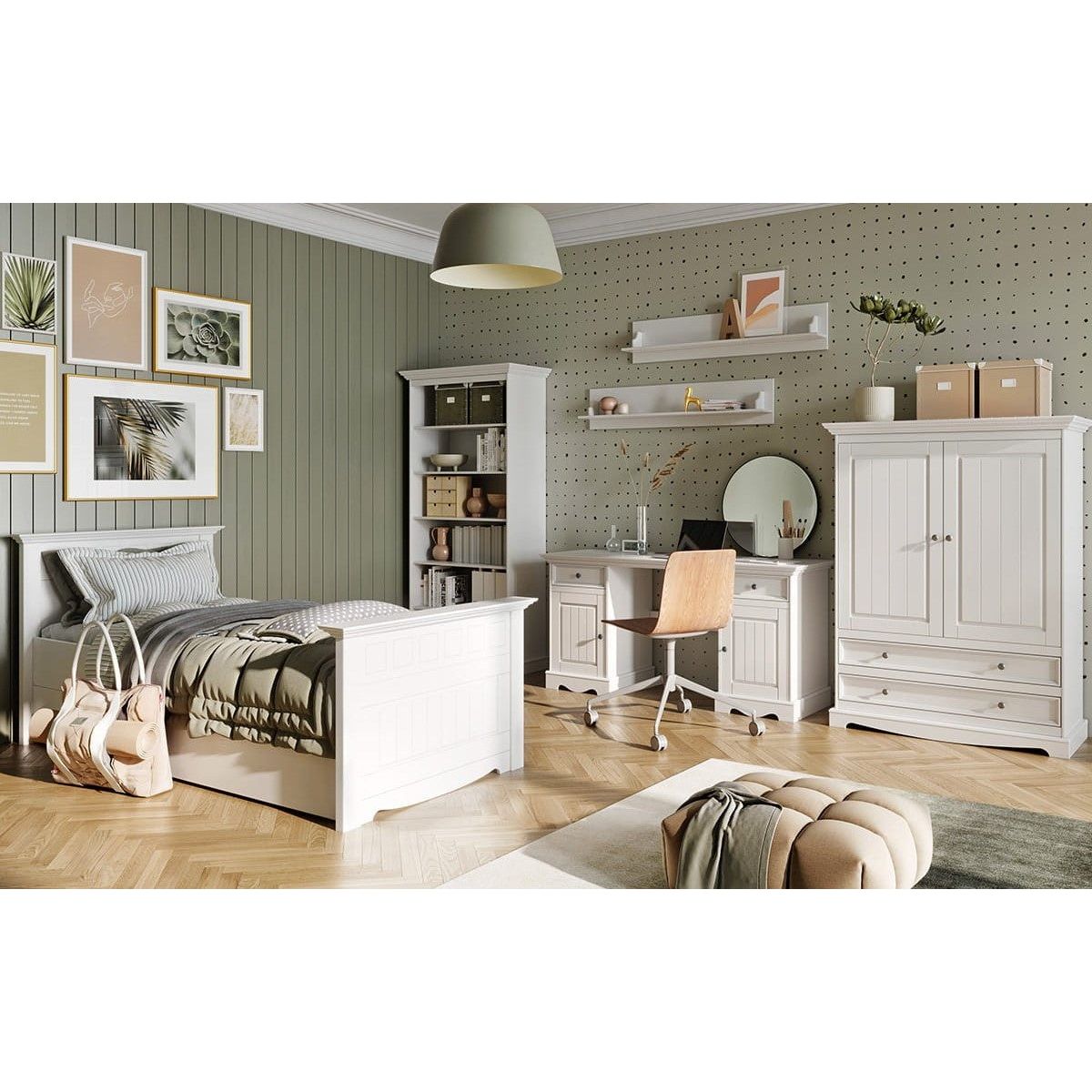 Bologna Elegante Massivholz Kiefer Schreibtisch | Farbe weiß