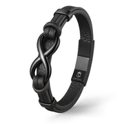 Infinity Black Lederarmband Echtes Rindsleder Unisex Mit Edelstahl Besatz Gravur Möglich Gratis Etui 19 21 23 cm