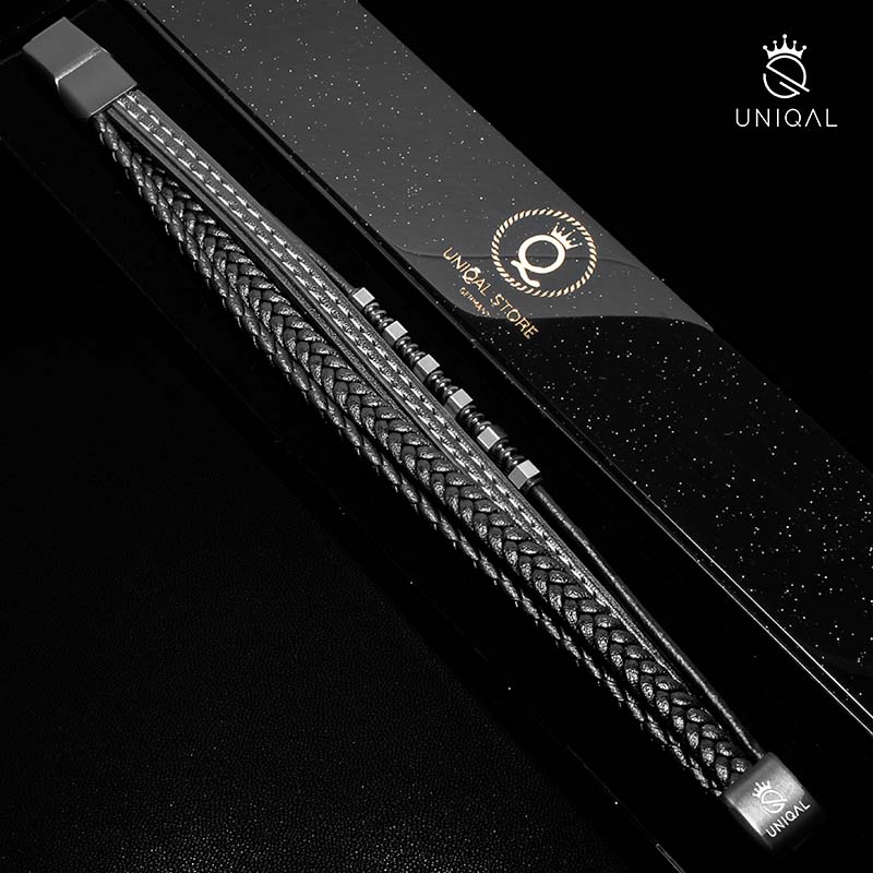 Black Brics Armband Leder Edelstahl Gravierbar Am Verschluss Inklusive Luxus Etui Größen 19 21 23 cm