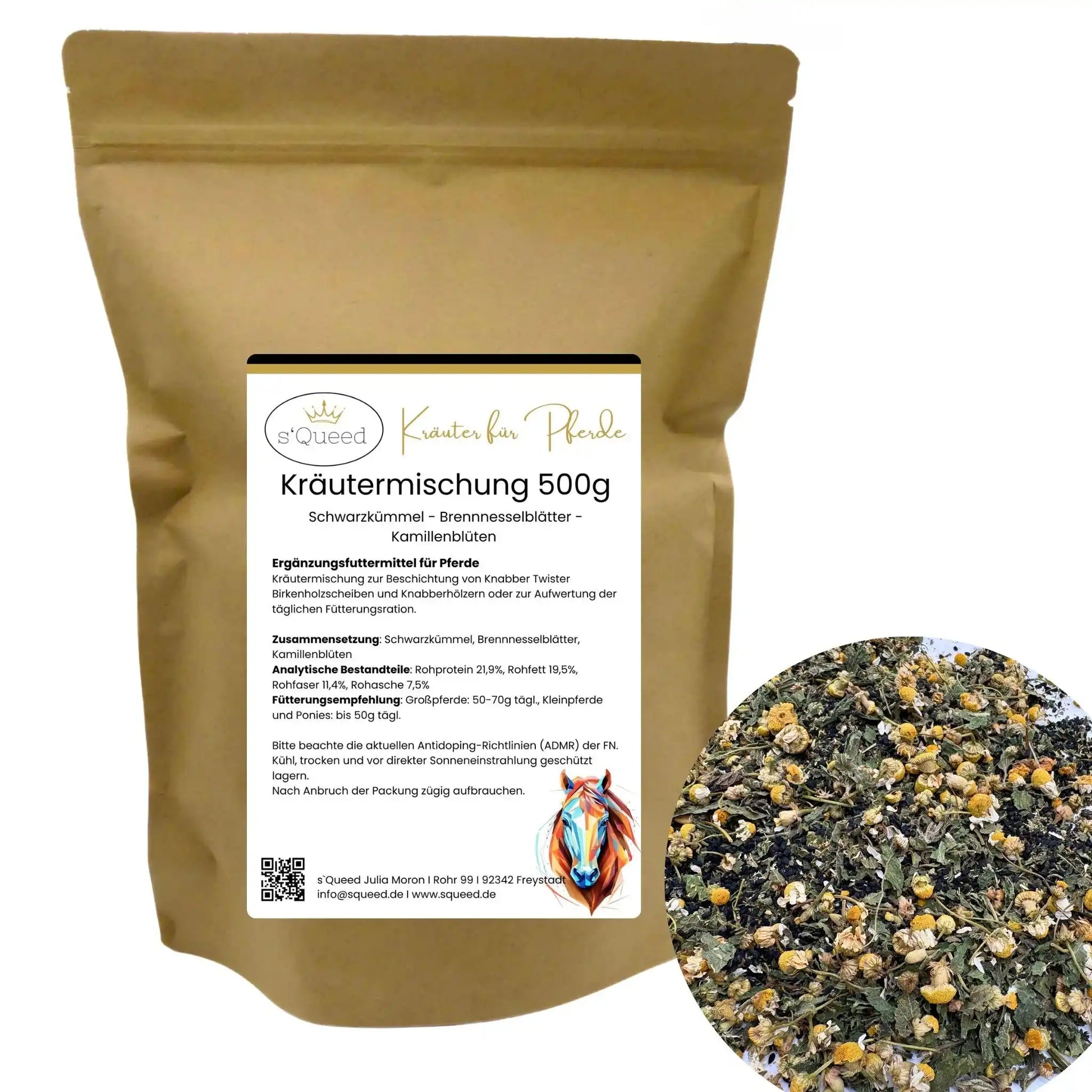 Kräutermischung 500 g Zur DIY Beschichtung Von Knabber Twister Scheiben Und Birkenhölzern Für Pferde by s`Queed