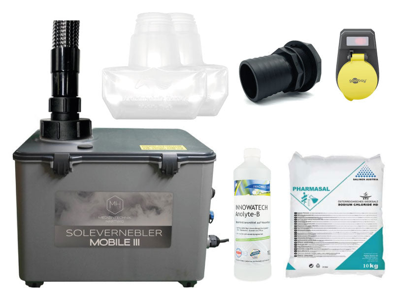 NEU: Sole Großraumvernebler Equosonic Mobile III 50ml/min Starter Paket