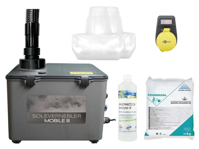 NEU: Sole Großraumvernebler Equosonic Mobile III 50ml/min Starter Paket