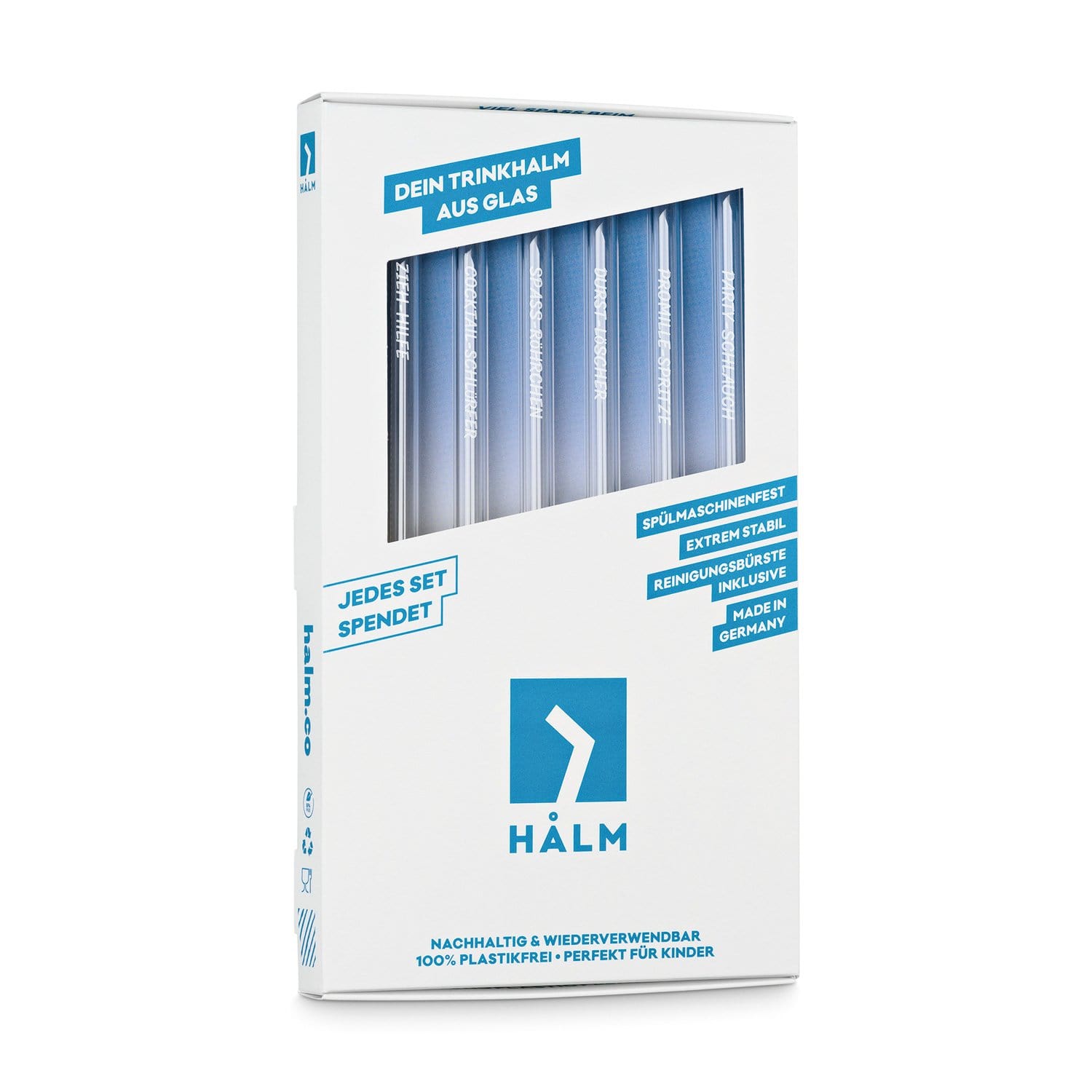 Lustige Strohhalm Namen Edition 6x Glastrinkhalme für Party Cocktails - 15cm, 20cm, 23cm