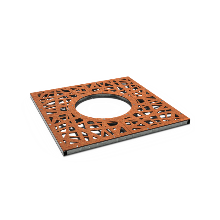 Cortenstahl Baumroste und Baumschutz Baumroste Quadratisch 1490