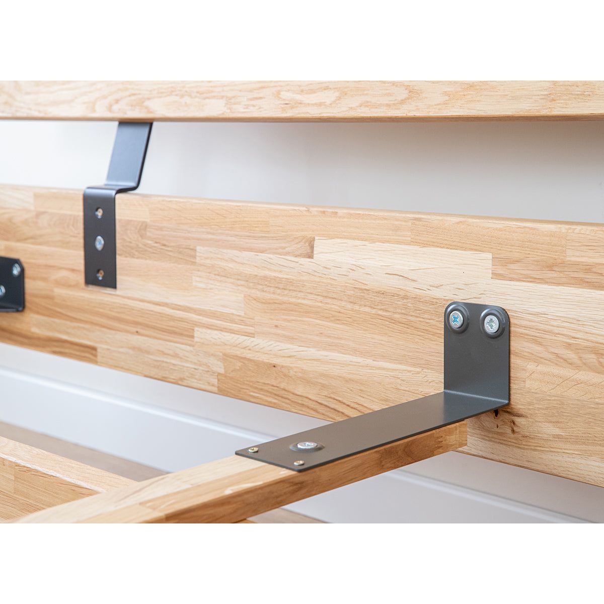 Turin Massivholz Eichenbett 140-180cm mit Holzbeinen und doppelter Rückenlehne