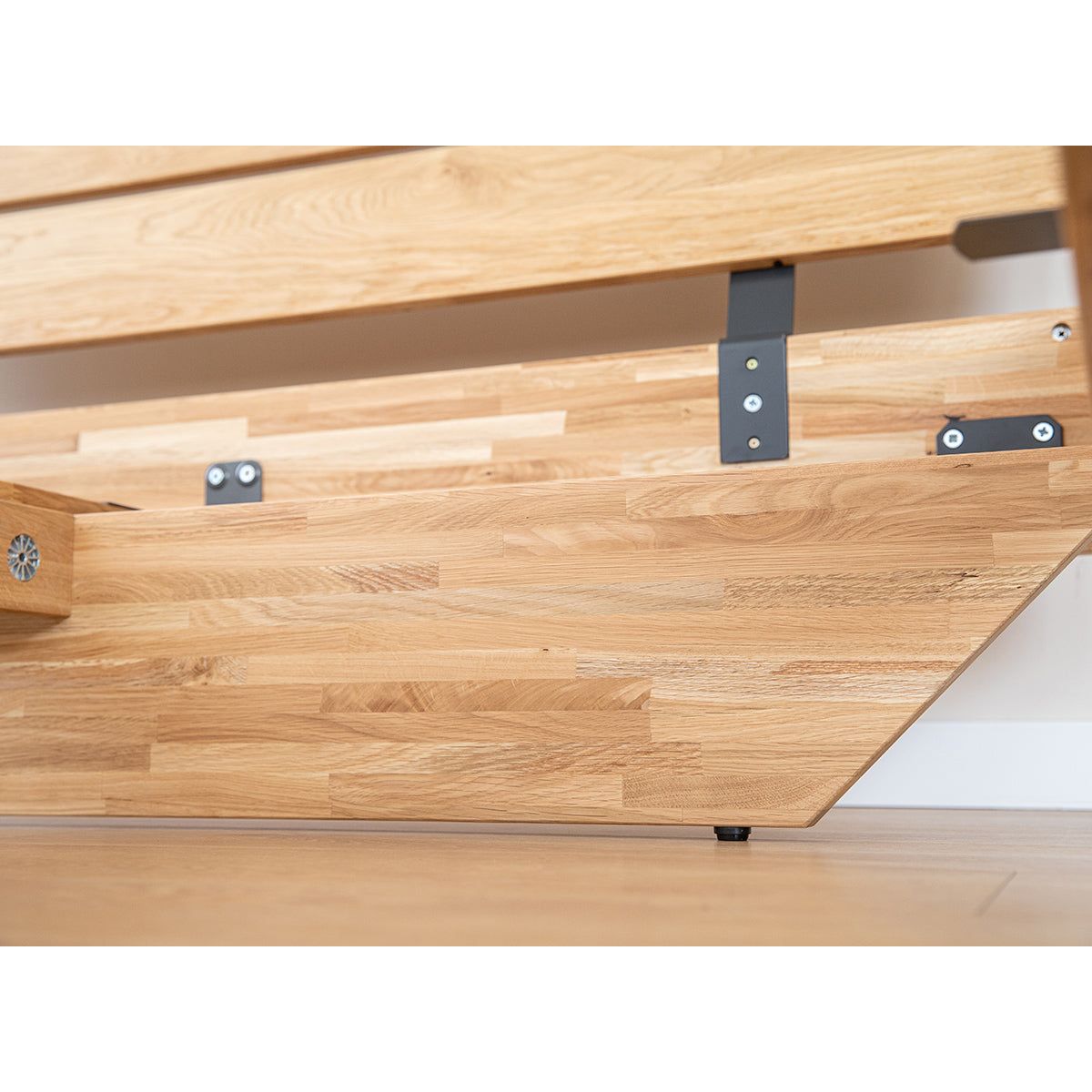 Turin Massivholz Eichenbett 140-180cm mit Holzbeinen und doppelter Rückenlehne