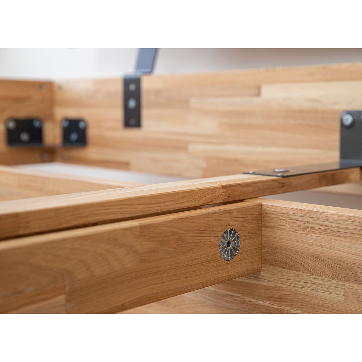 Turin Massivholz Eichenbett 140-180cm mit Holzbeinen und doppelter Rückenlehne