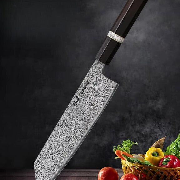 Turwho Kiritsuke Damastmesser 7 Zoll 17,8 cm 73 Lagen Damaststahl Küchenmesser Hochwertig Perfekt Für Sushi