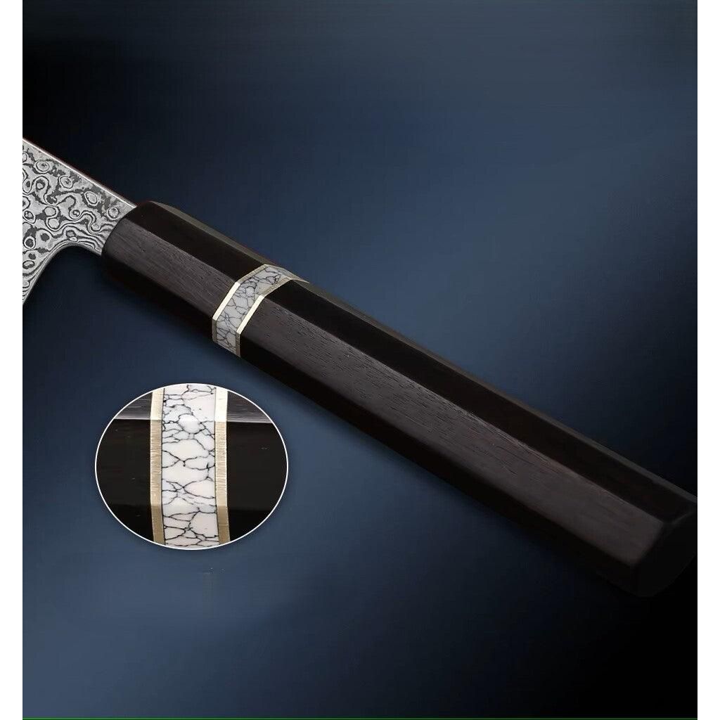 Turwho Kiritsuke Damastmesser 7 Zoll 17,8 cm 73 Lagen Damaststahl Küchenmesser Hochwertig Perfekt Für Sushi