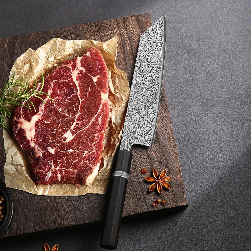 Turwho Kiritsuke Damastmesser 7 Zoll 17,8 cm 73 Lagen Damaststahl Küchenmesser Hochwertig Perfekt Für Sushi