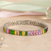 Armband aus 925er Sterling-Silber, Tennisarmband mit buntem Zirkonia