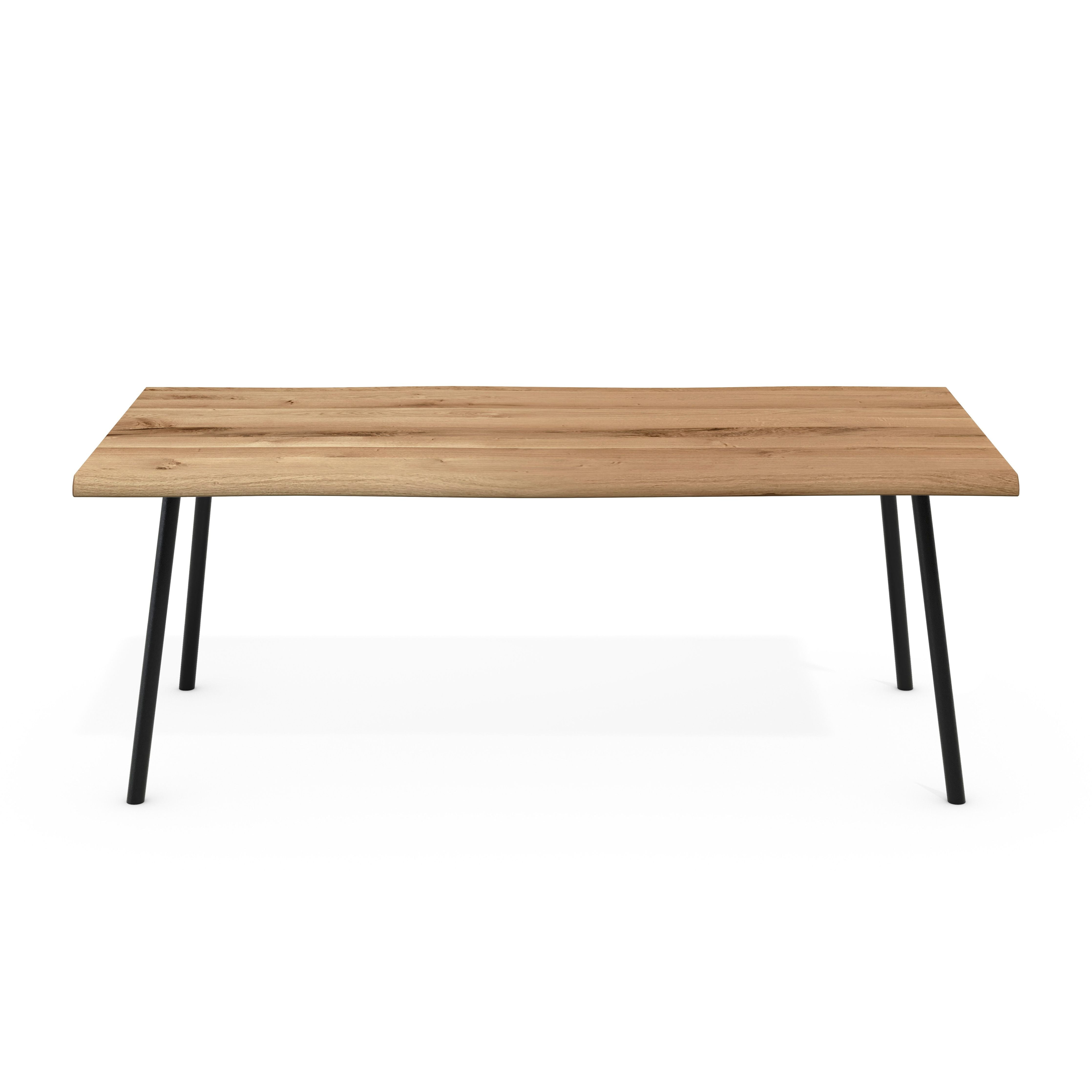 Esstisch Oskar Mit Vierfuß Rundrohr Gestell Eiche Massiv Baumkante Life Edge Länge 180 200 220 240 Cm Tiefe 90 Cm