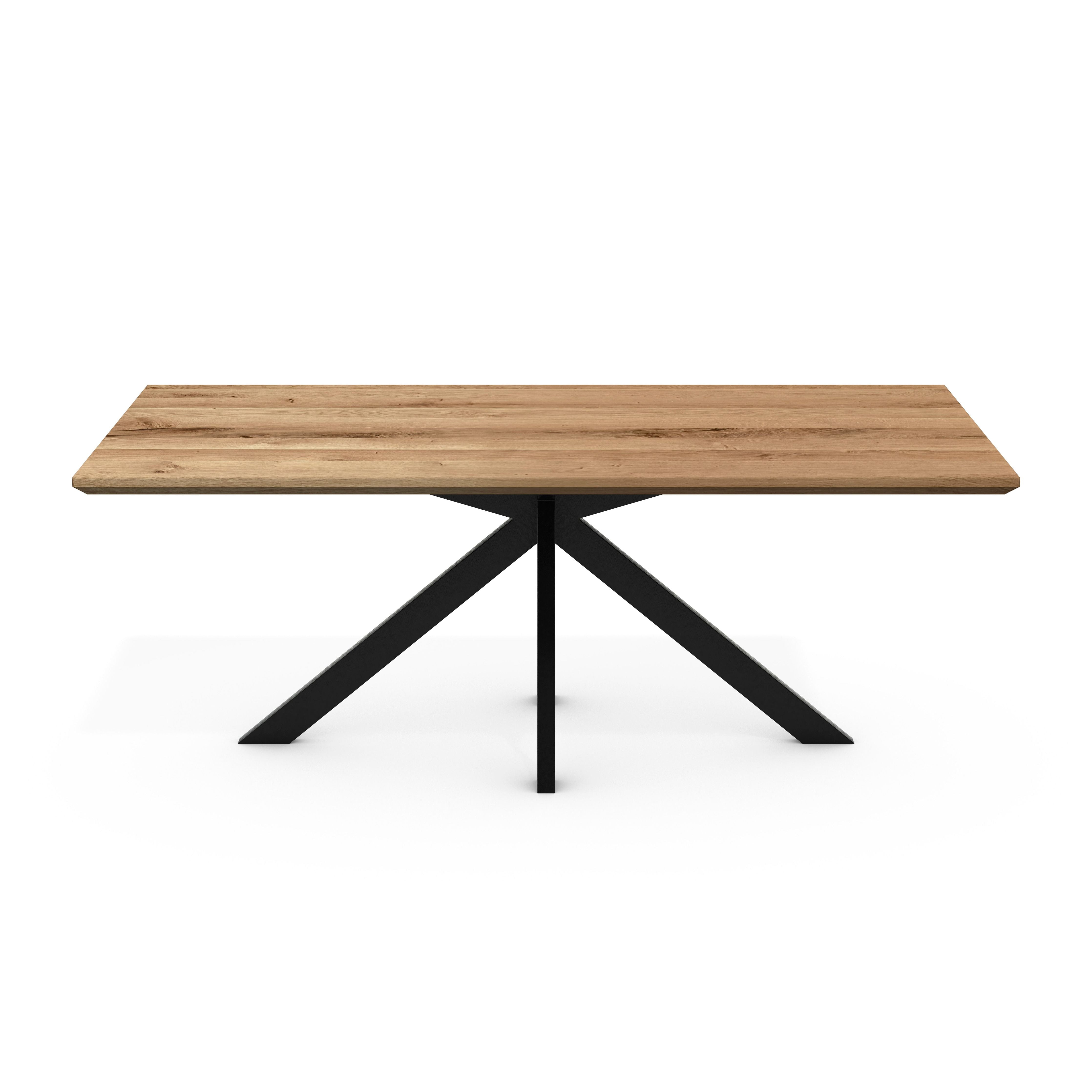 Esstisch Anton Mit Schweizer Kante Und Spider Gestell Aus Eiche Wildeiche Massiv 160 180 200 220 240 cm