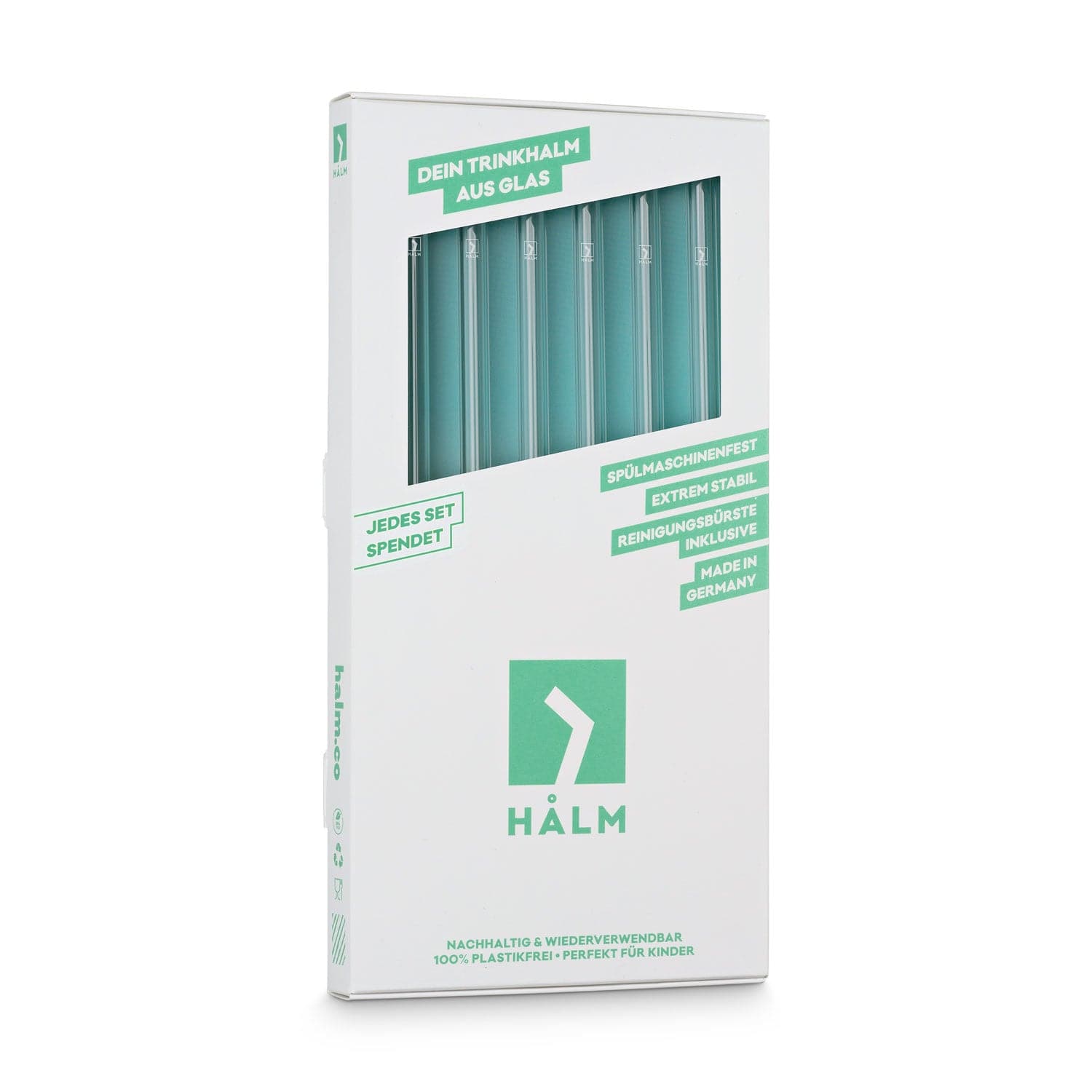 6x 23cm (Gerade) Glasstrohhalme