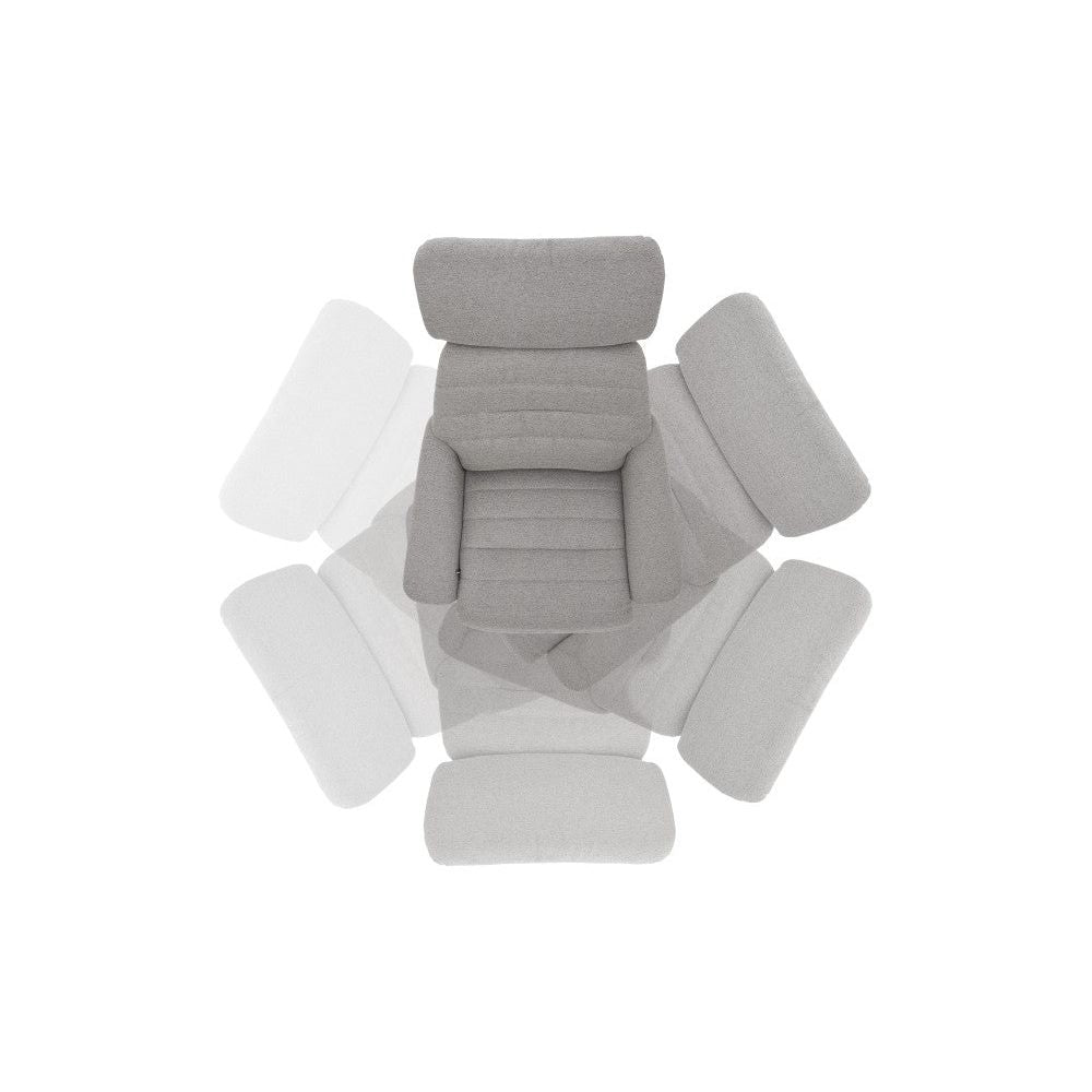 ULLA Loungesessel Inklusive Hocker Bouclé Grau Bezug 360 Grad Drehbar Sternfuß Metall Schwarz