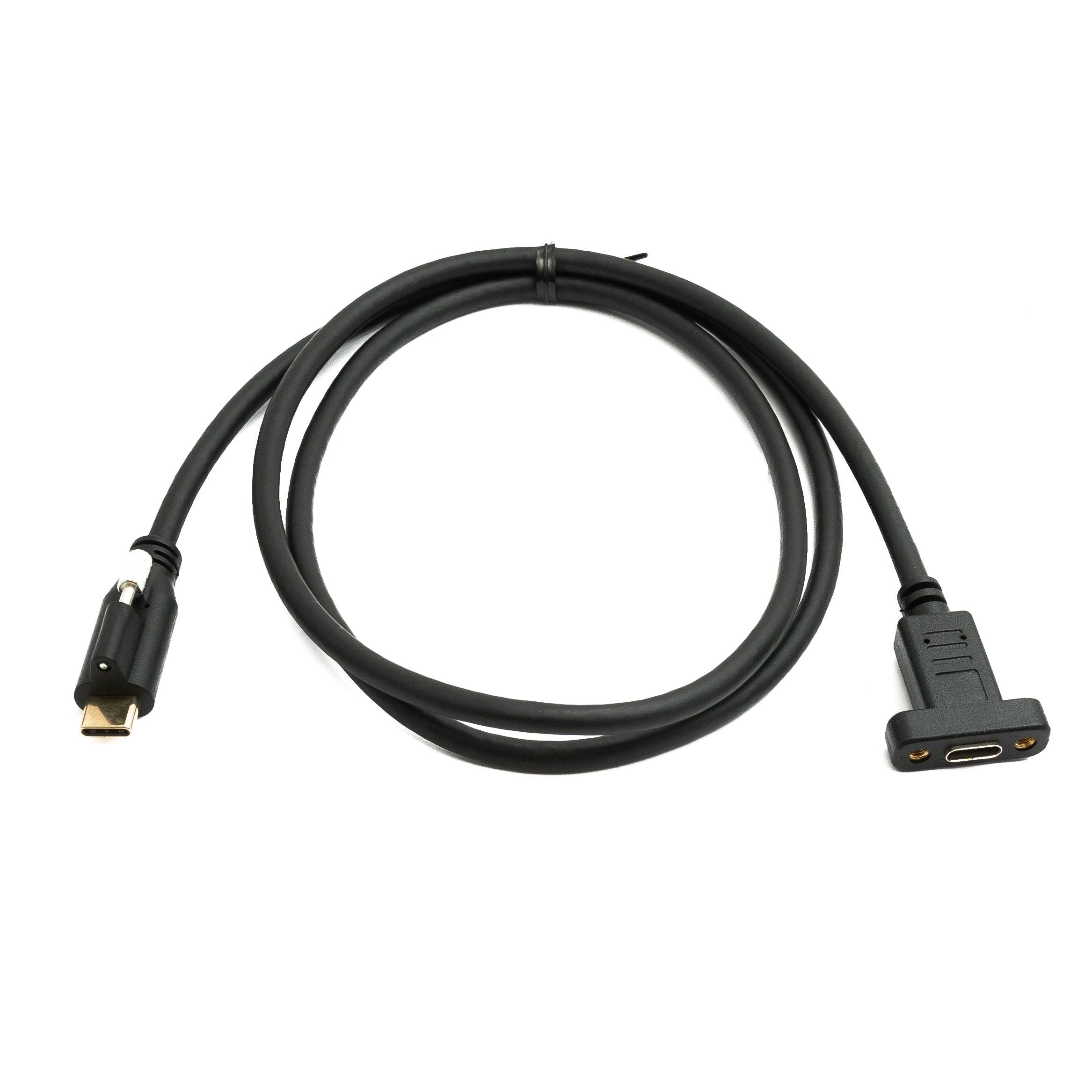 USB C Kabel Gen 2 100 Zentimeter Schraubbar Typ C Stecker Zu Buchse Schwarz Mit Einer Schraube